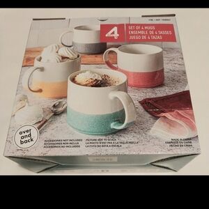 Over & Back:16 oz Porcelain Coffee Mugs Set, Stoneware Coffee & Tea Cups